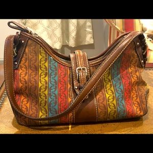 Fossil Signature Leather Trim Hobo Shoulder